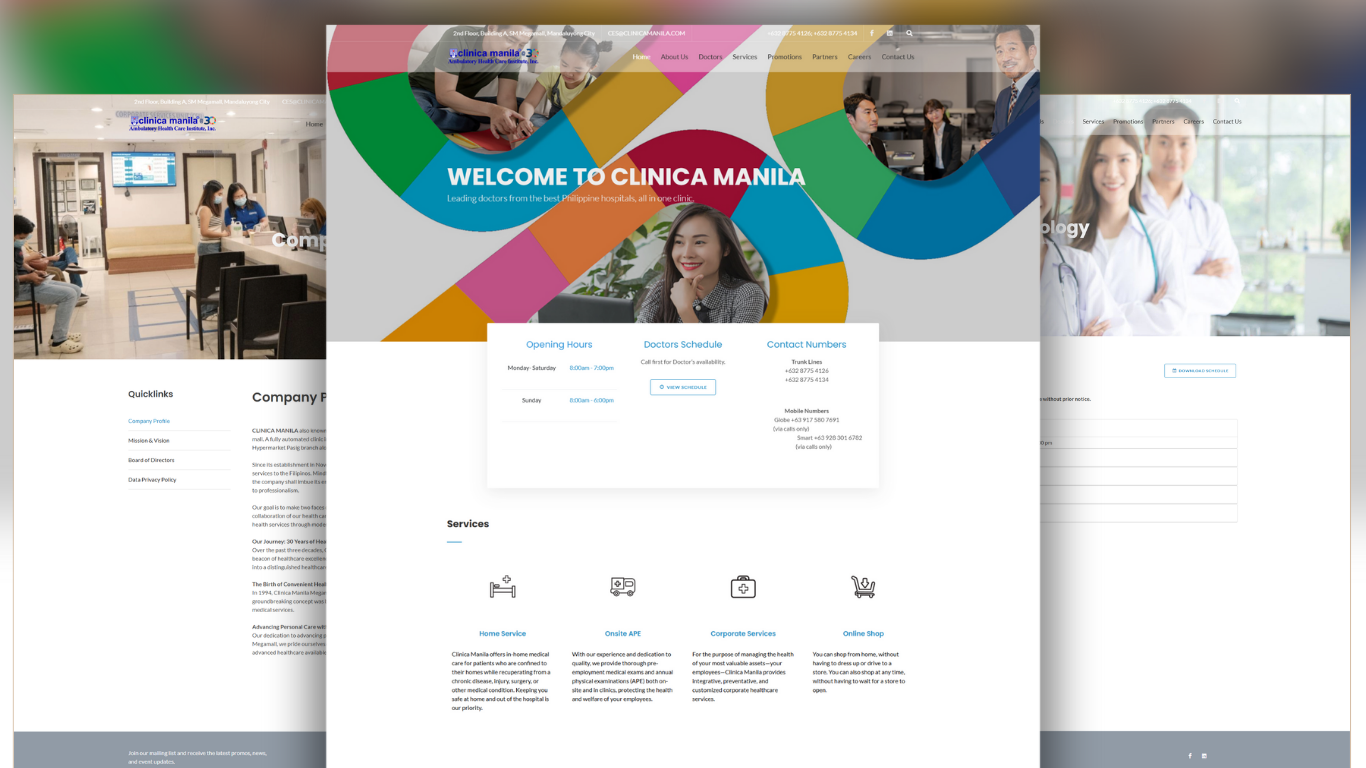 Clinica Manila homepage preview