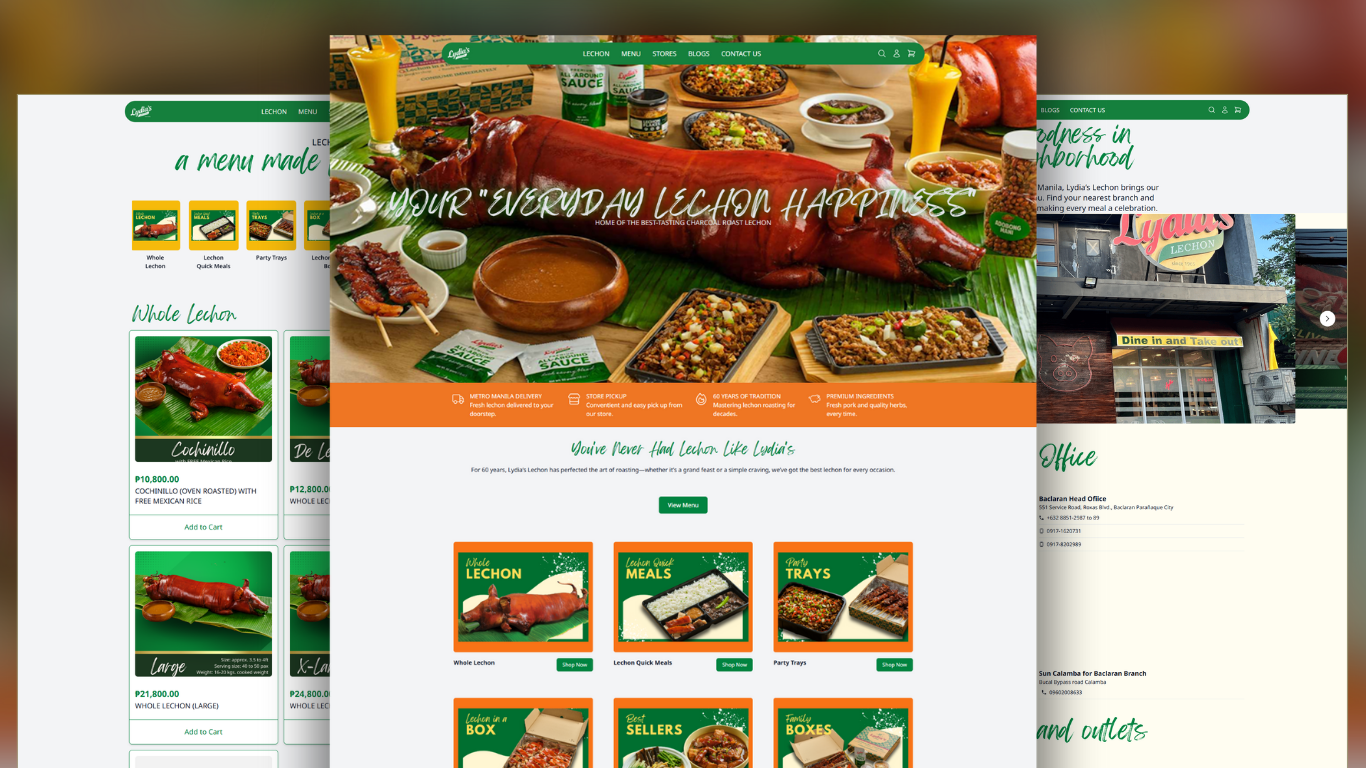 Lydia's Lechon website preview